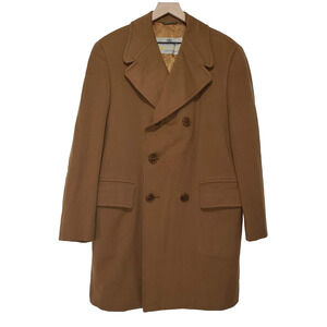 Aquascutum Coat Brown Showerproof Pure Wool Venetian Men's Overcoat UK Size 40 R